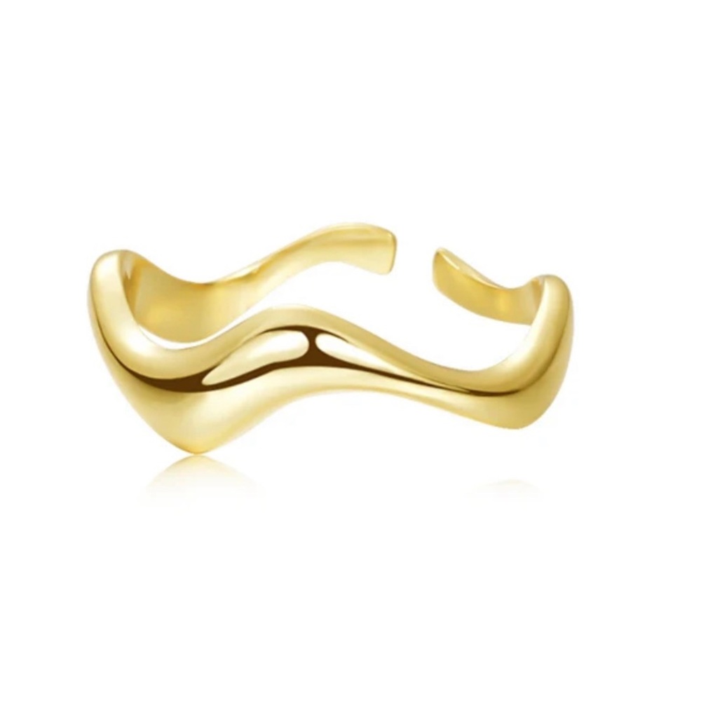 18k Gold Plated 925 Sterling Silver Open Adjustable Stacking Ring